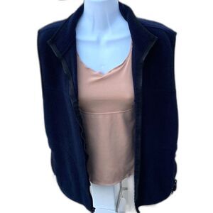 Vintage OLD NAVY - Navy Blue Fleece Zippered Vest Womens Large